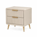 Comodino in MDF e metallo con cassetti beige