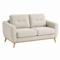 Divano due posti in legno e tessuto beige