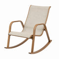 Sedia a dondolo in legno curvato e tessuto beige
