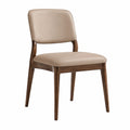 Sedia da pranzo in legno e pelle sintetica beige