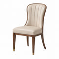 Sedia in Legno di Noce e Finta Pelle Beige 92cm