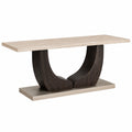 Tavolo Rettangolare in Marmo Travertino e Legno Massello Beige
